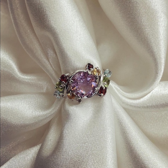 ❌SOLD❌ MULTI GEMSTONES 925 STERLING SILVER RING - Picture 4 of 8
